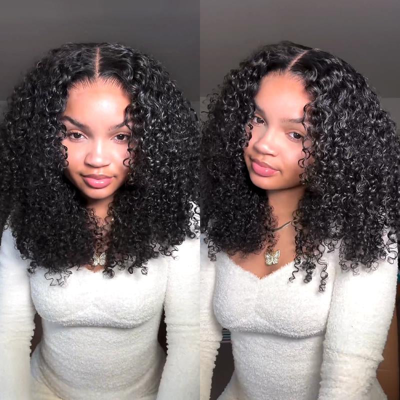 Reshine Bleached Knots Kinky Curly Wear Go Glueless Human Hair Wigs Pre-Cut HD Lace Wigs