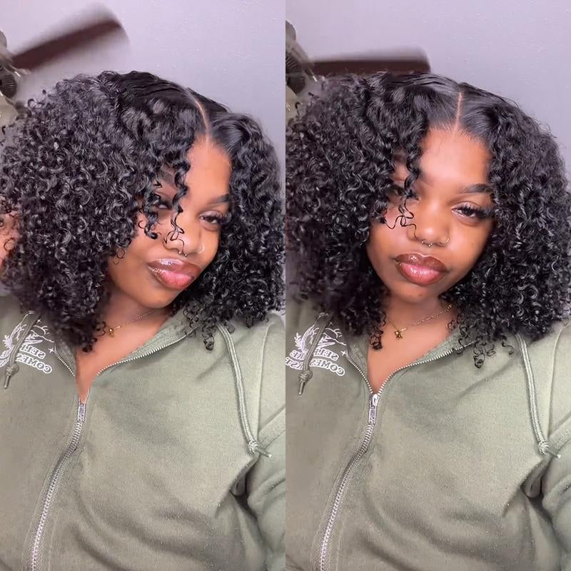 Reshine Bleached Knots Kinky Curly Wear Go Glueless Human Hair Wigs Pre-Cut HD Lace Wigs