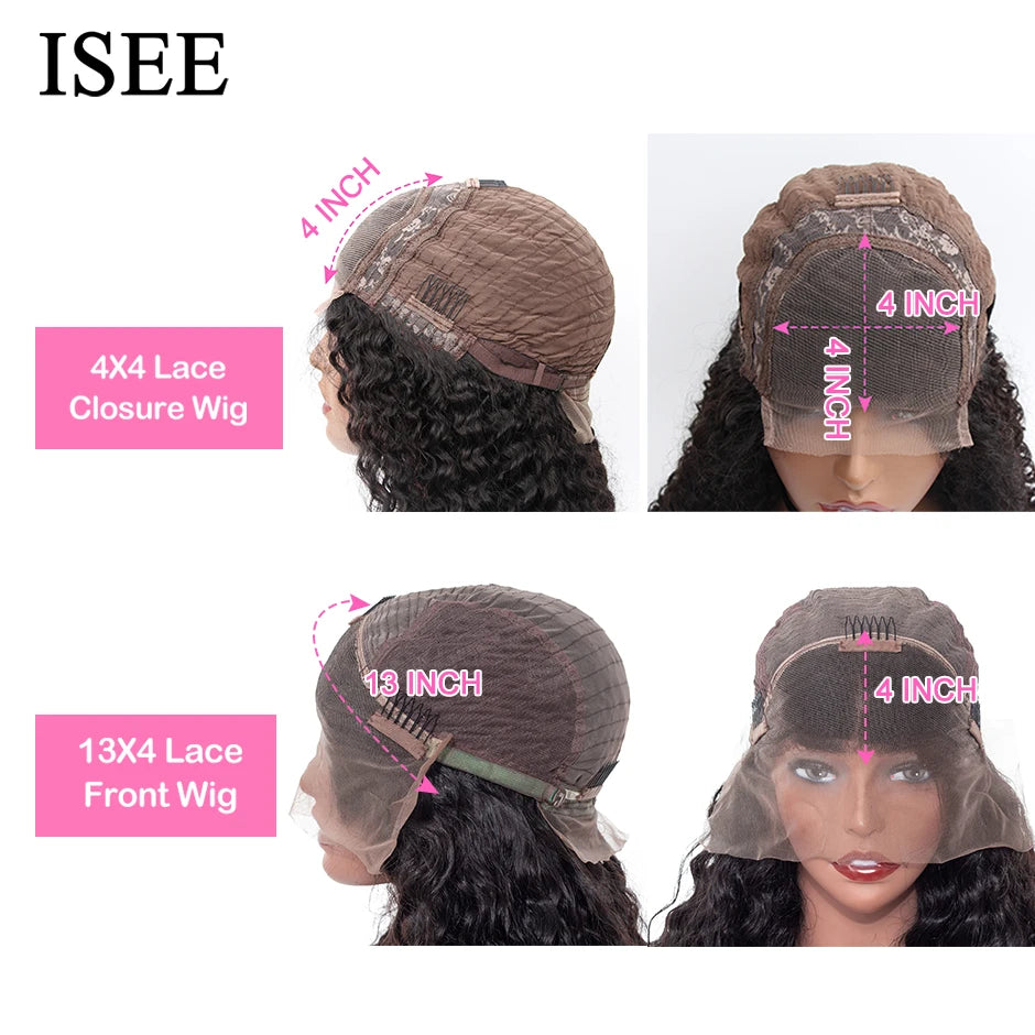 Water Wave Lace Closure Wigs ISEE HAIR Water Wave 4X4 Lace Closure Wigs For Women Mongolian Water Wave 13x4 Lace Front Wigs