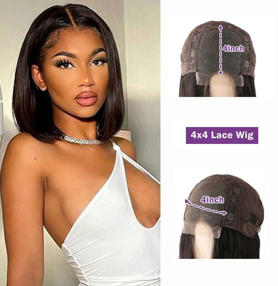 Body Wave Short Bob Lace Front Human Hair Wigs 13x4 Body Wave Frontal Wig For Black Women Remy Brazilian 4x4 Hd Lace Closure Wig