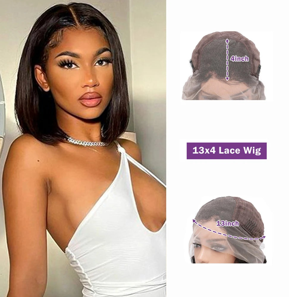 Body Wave Short Bob Lace Front Human Hair Wigs 13x4 Body Wave Frontal Wig For Black Women Remy Brazilian 4x4 Hd Lace Closure Wig