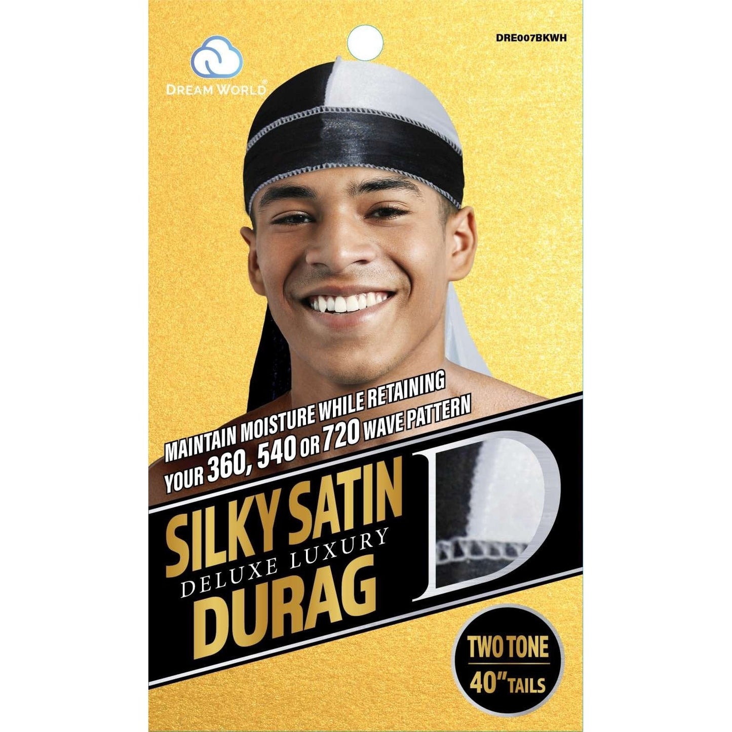 Dream Men Durag Smooth Thick Black White