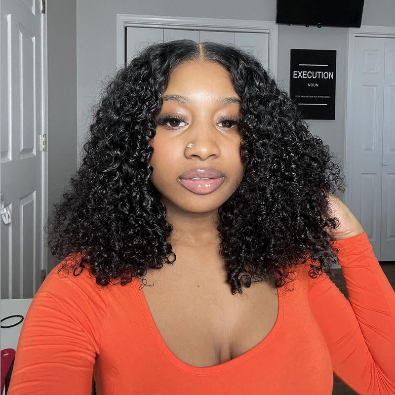 Reshine Bleached Knots Kinky Curly Wear Go Glueless Human Hair Wigs Pre-Cut HD Lace Wigs