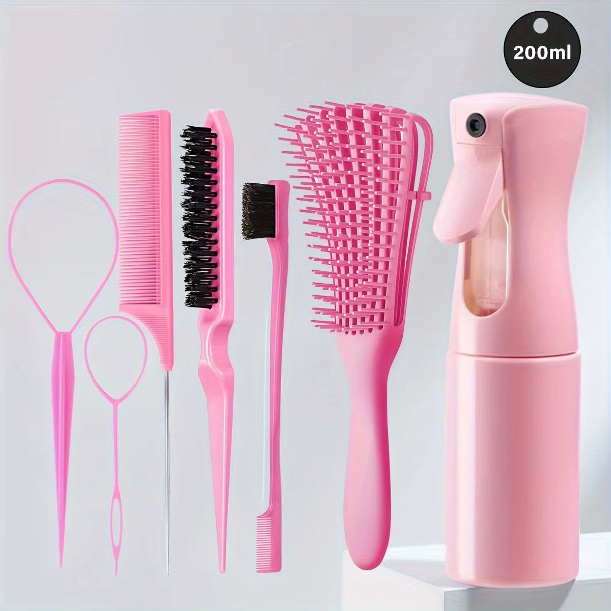 5-Piece Hair Styling Tools Set for Curly/Normal Hair Unisex Adult Unscented Hair Care Kit with Octopus Detangler Brush Comb