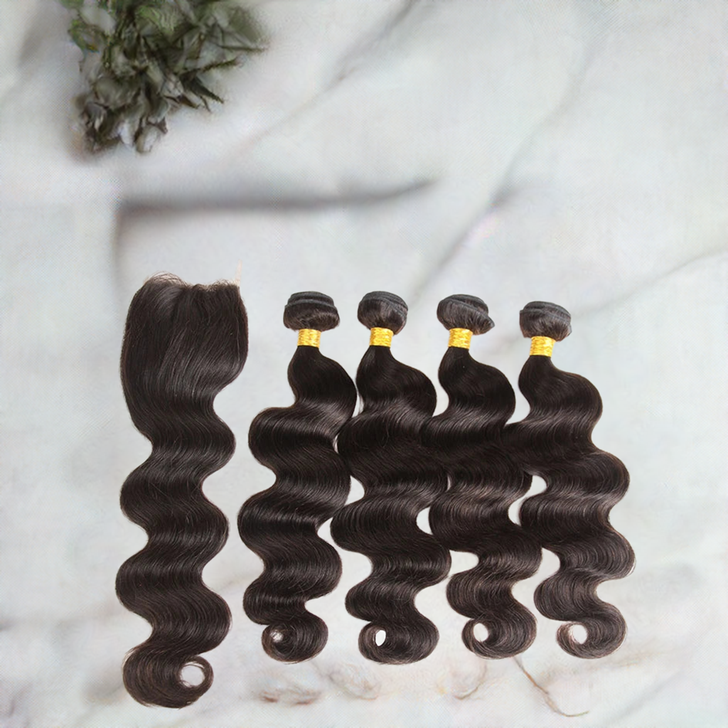 Body Wave Bundles With Closure Brazilian Human Hair Weave Bundles With 4x4 5x5 Lace Closure Hair Extension 3/4 Bundles Remy