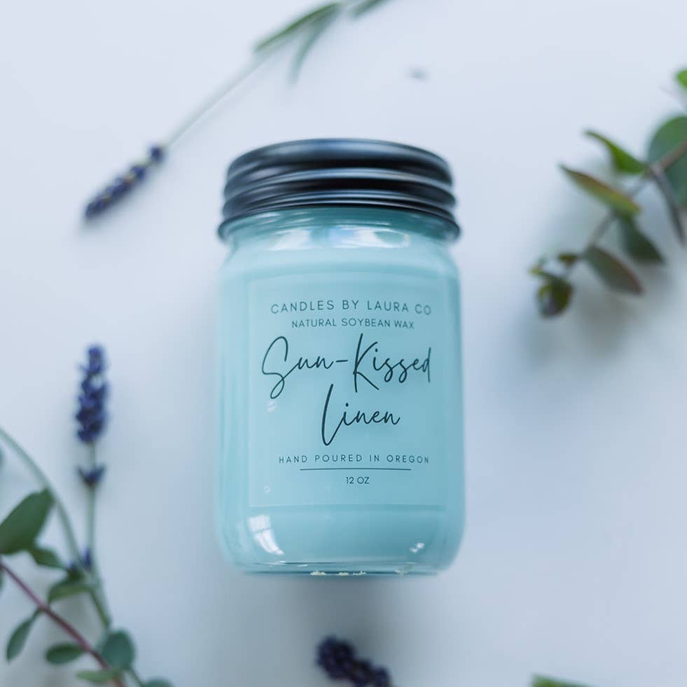 Sunkissed Linen Soy Jar Candle: 8 oz