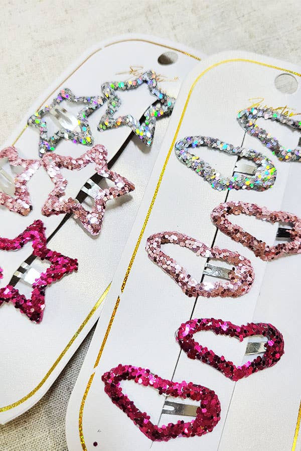 Glitter Snap Hair Pin Set