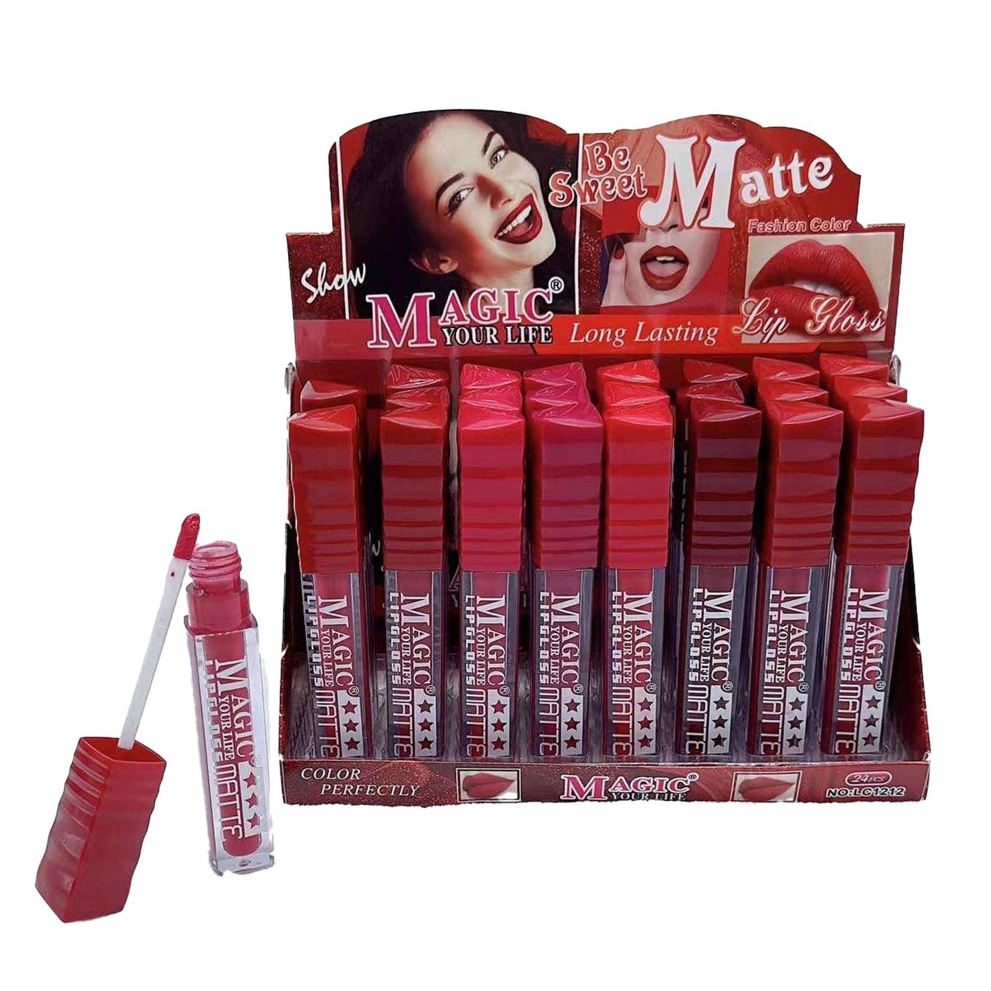 MAGIC YOUR LIFE HEART MATTE LIP GLOSS 1212 (24PC)