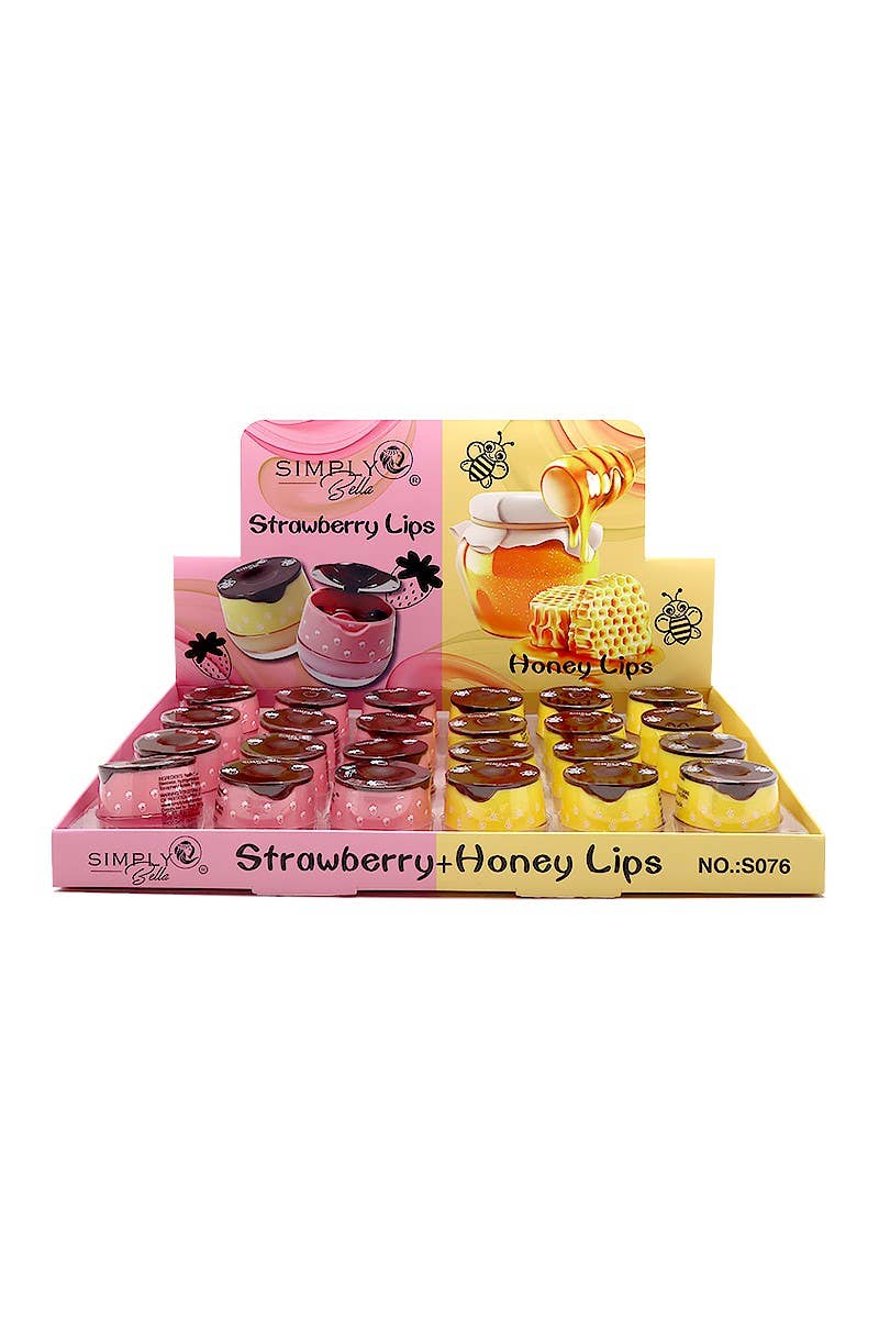 Simply Bella S076 Honey & Strawberry Lip Balm - 24pc