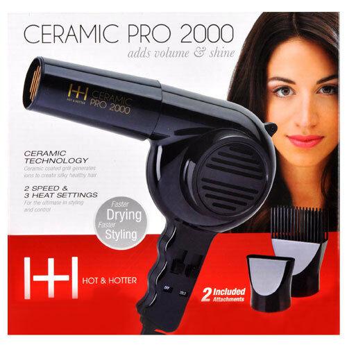 Blow Dryer Ceramic Pro 2000 Hot & Hotter 2 Attachments Professional New box