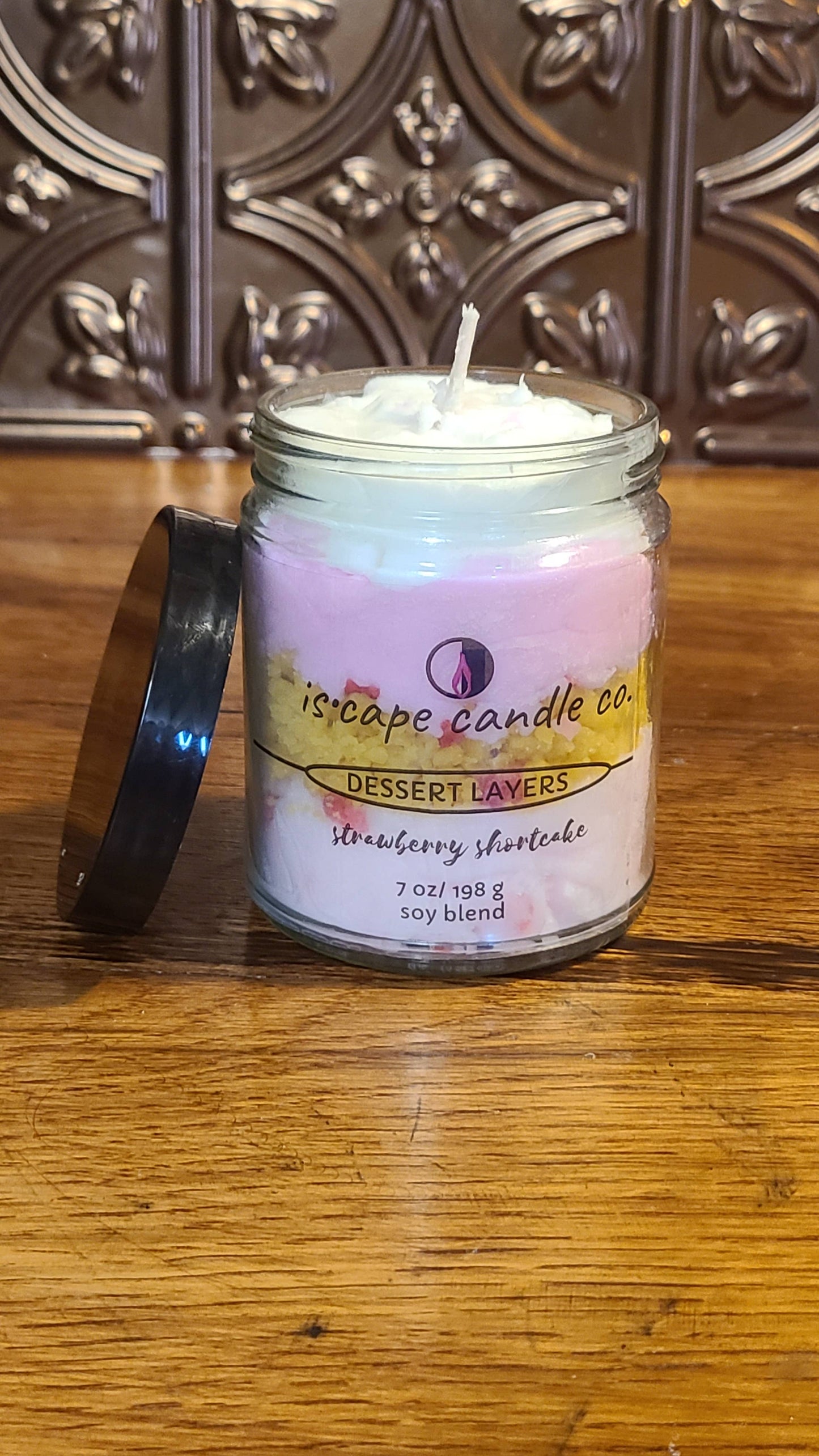 Strawberry shortcake dessert candle