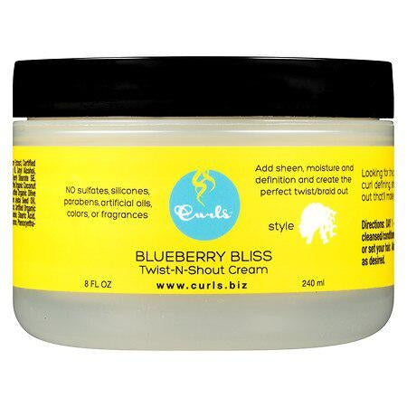 Curls Blueberry Bliss Twist-N-Shout Cream- For The Prefect Twists and Braid Outs - All Types - ADDS Sheen, Moisture, and Definition