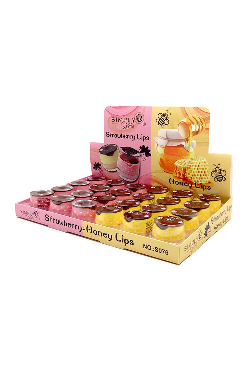 Simply Bella S076 Honey & Strawberry Lip Balm - 24pc