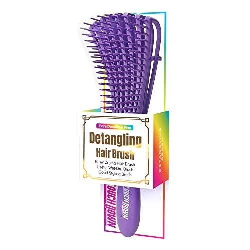 Touchdown Adjustable Detangling Brush Flexible Wet or Dry Blow Drying Styling Hair Brush (Purple)
