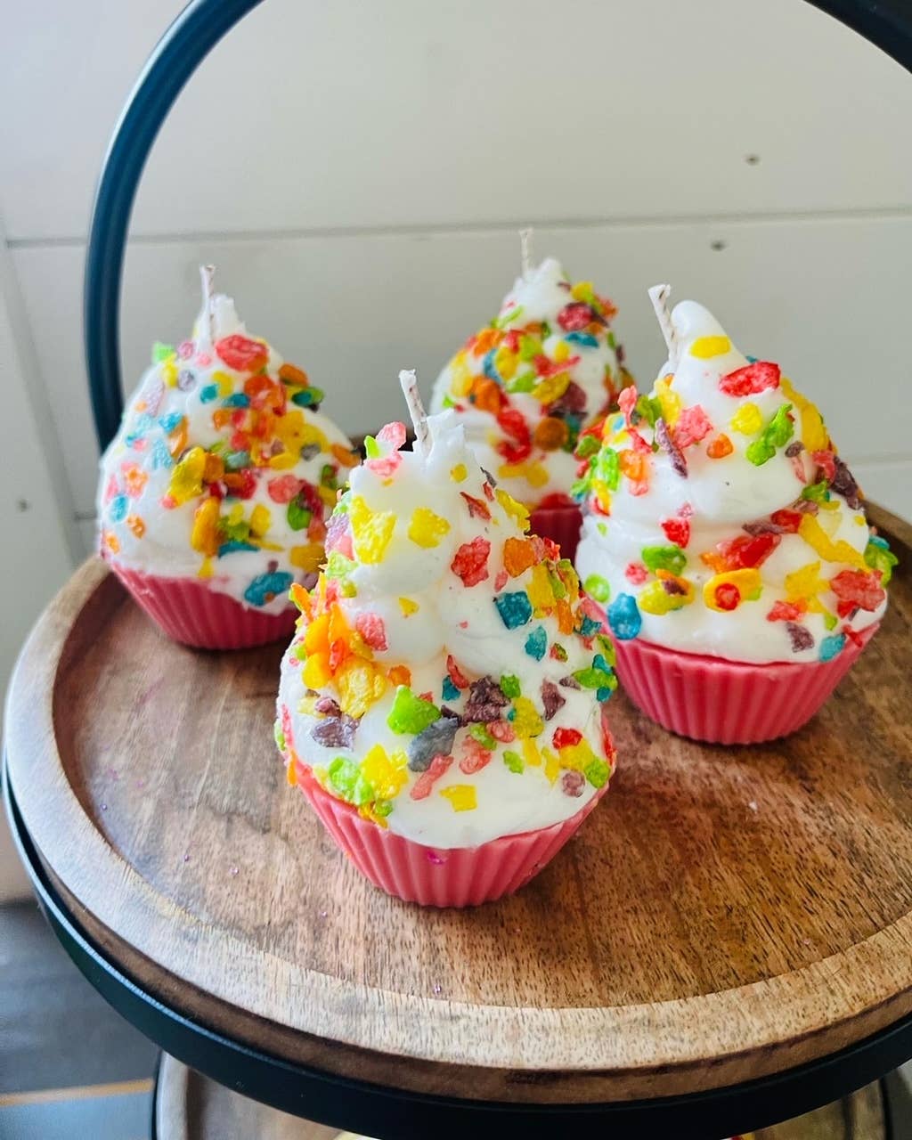 Multi-Colored Pebbles Cupcake CANDLE Set Of 4