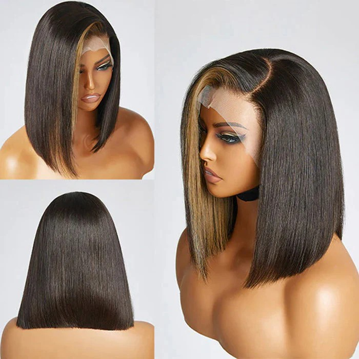 #1B/27 13x4 Straight Frontal Lace C Part Short Wig