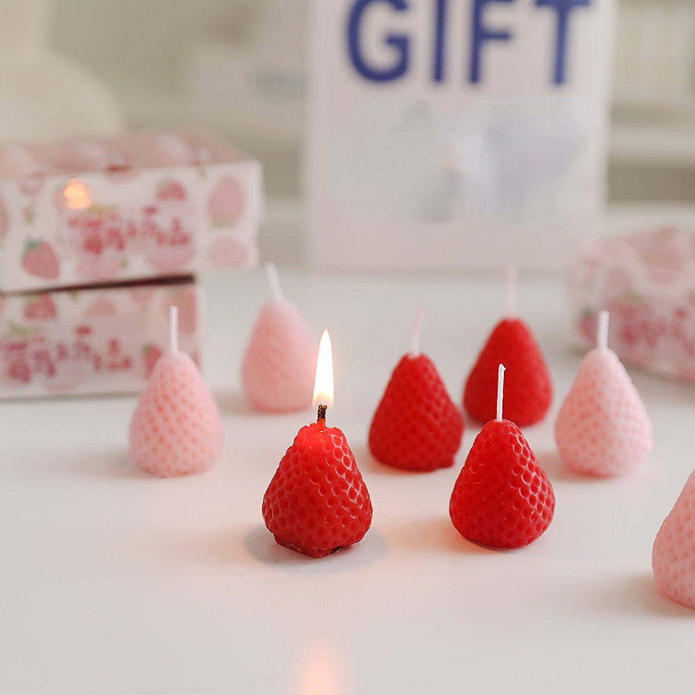 6pcs, Strawberry Aromatherapy Candle, Candle Gift Box, Wedding Gift, Birthday Gift, Atmosphere Arrangement, Home Decor, Desktop Decor