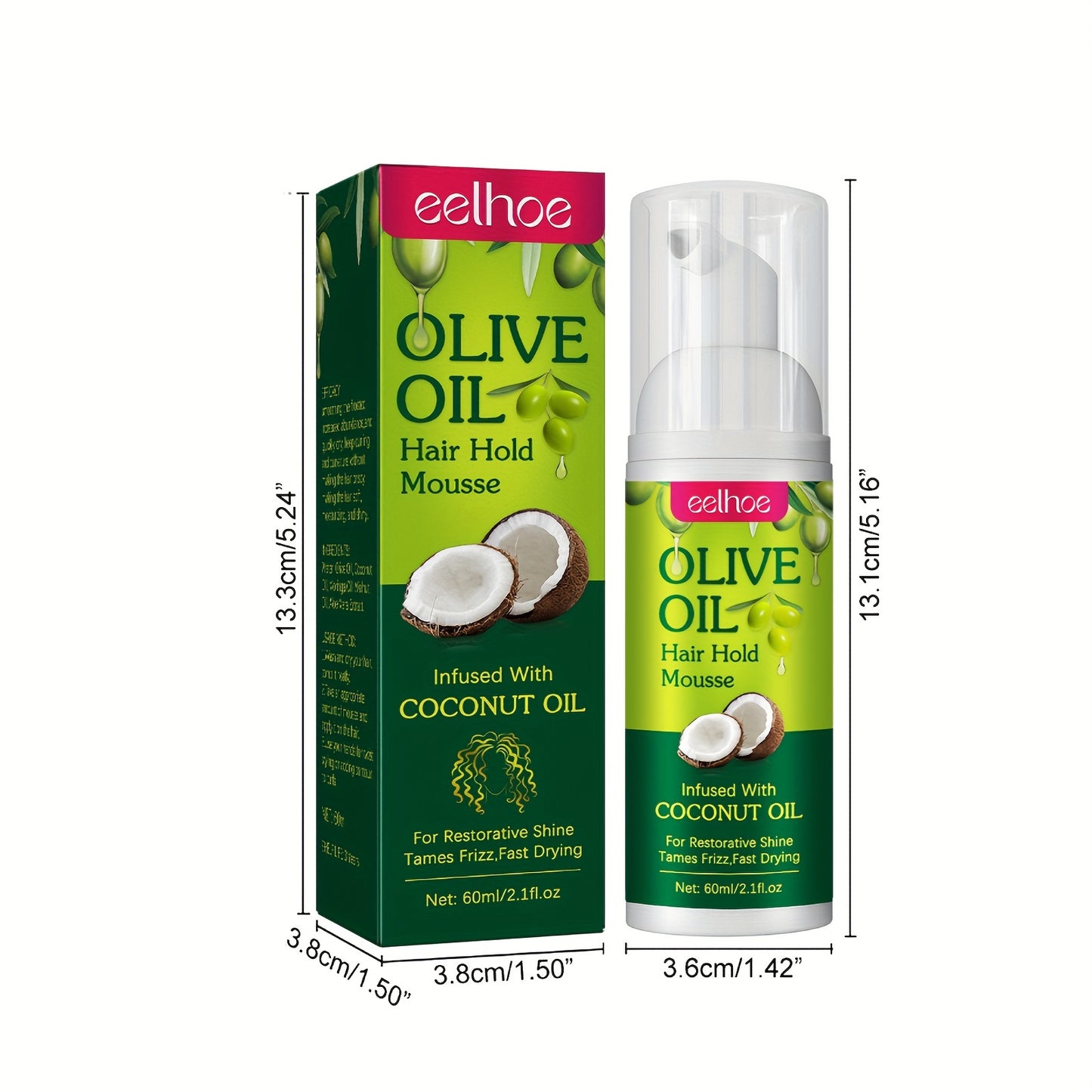 Olive Oil Hair Hold Mousse, Long-Lasting Anti-Frizz Hair Mousse With Olive Oil For Curly Hair Styling