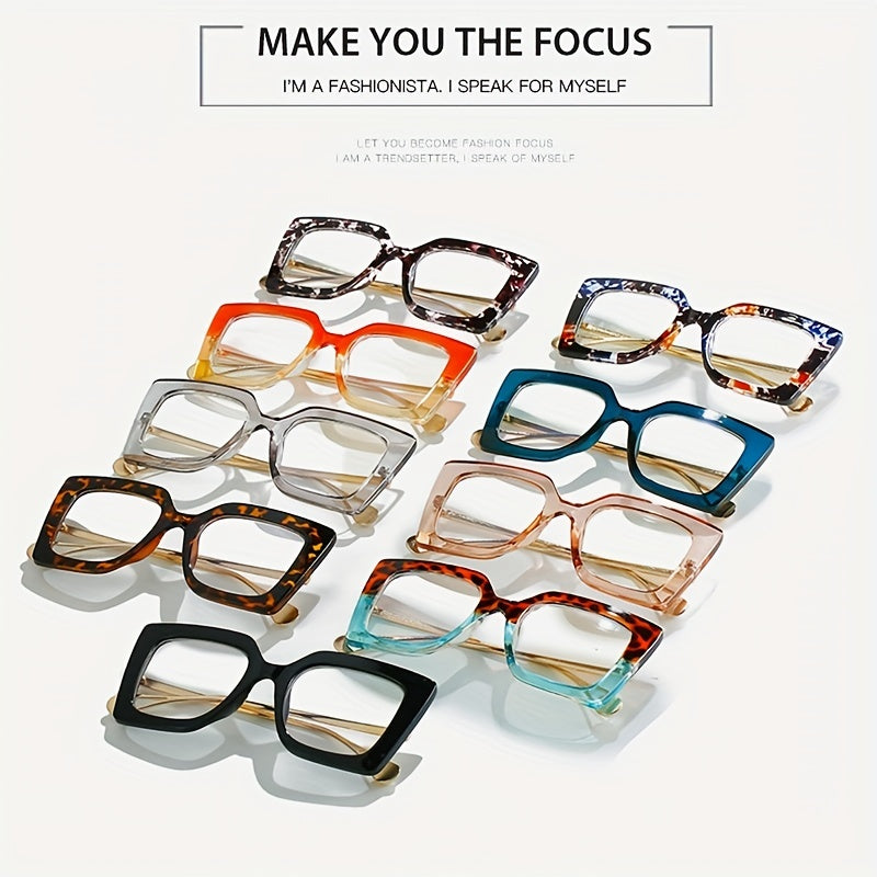 Oversized Square Color Block Frame Clear Lens Glasses Vintage Decorative Glasses For Women Men