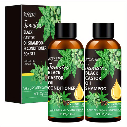 2pcs/Set Black Castor Oil Hair Shampoo And Conditioner Set, Natural Castor Oil Extract, Healthy Hair Penetrates Root To Tip