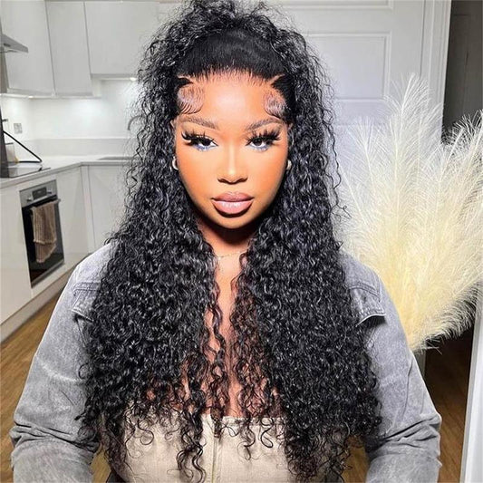 Wiggins Hair Curly 13X4 Lace Front Wigs & 7X5 Ready Go Closure Wigs Human Hair Pre Cut Pre Bleached and Pre Plucked 14-26 Inch Long Wigs