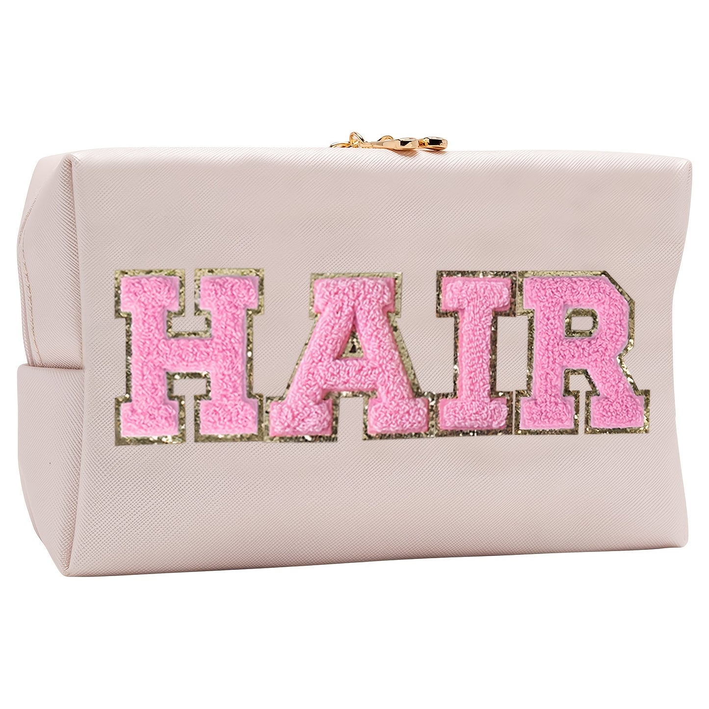 GLAM Chenille Letter Makeup Bag