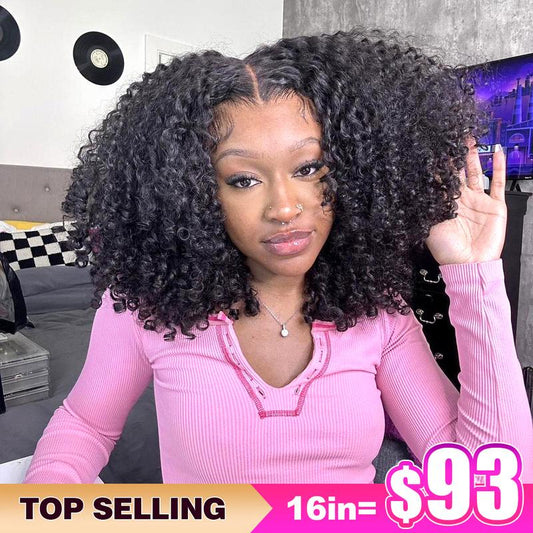 Reshine Bleached Knots Kinky Curly Wear Go Glueless Human Hair Wigs Pre-Cut HD Lace Wigs