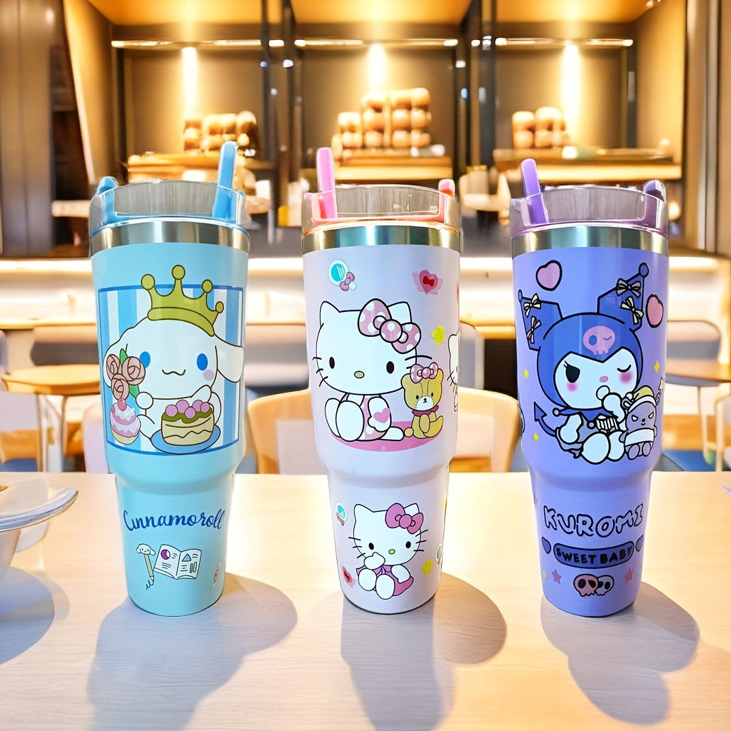 1pc, Sanrio Tumbler, Hello Kitty Kuromi Water Bottle 30oz Stainless Steel