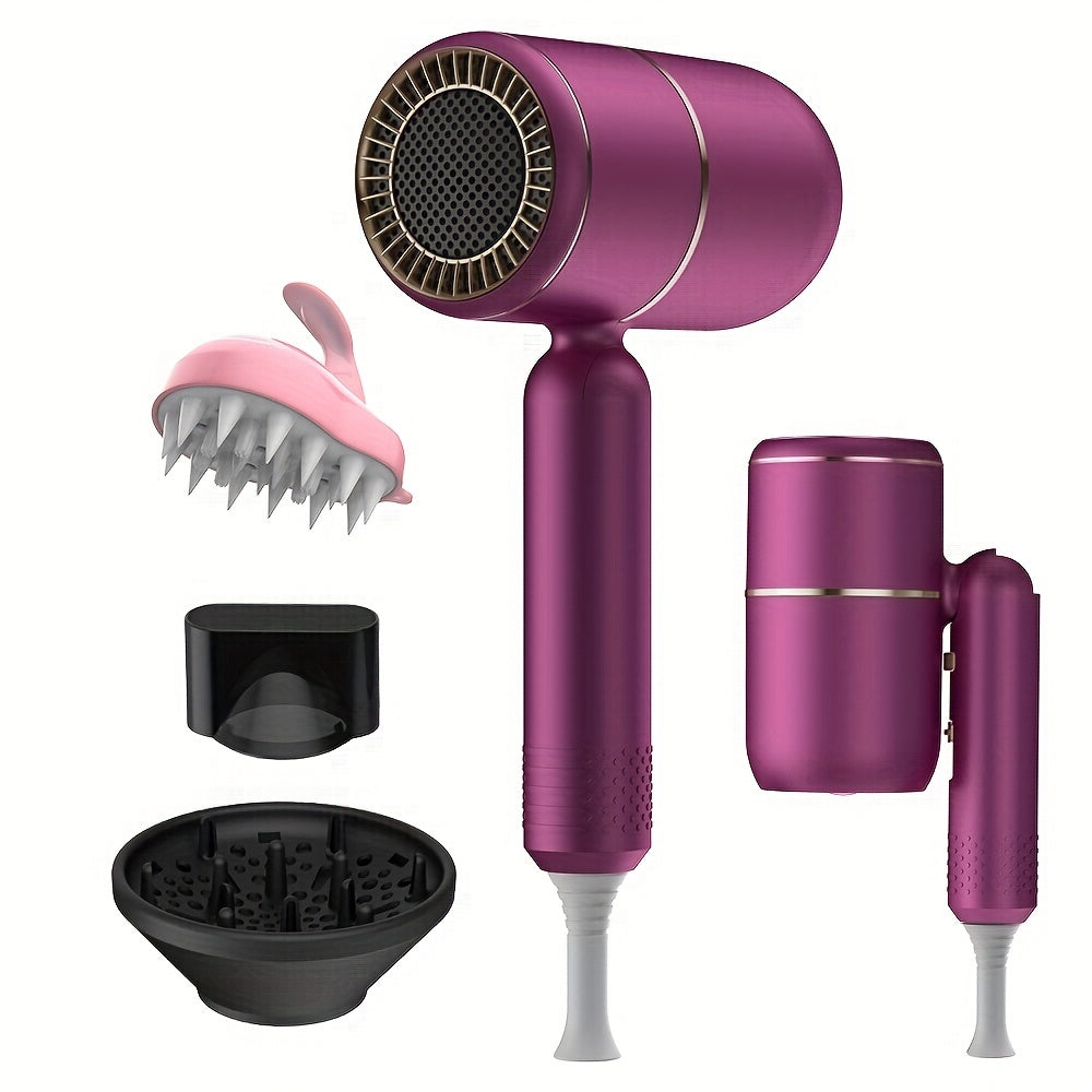 Blow Dryer, Ionic Hair Dryer With Diffuser, Foldable Handle Travel Hair Dryer, Constant Temperature Hair Care Without Damaging Hair