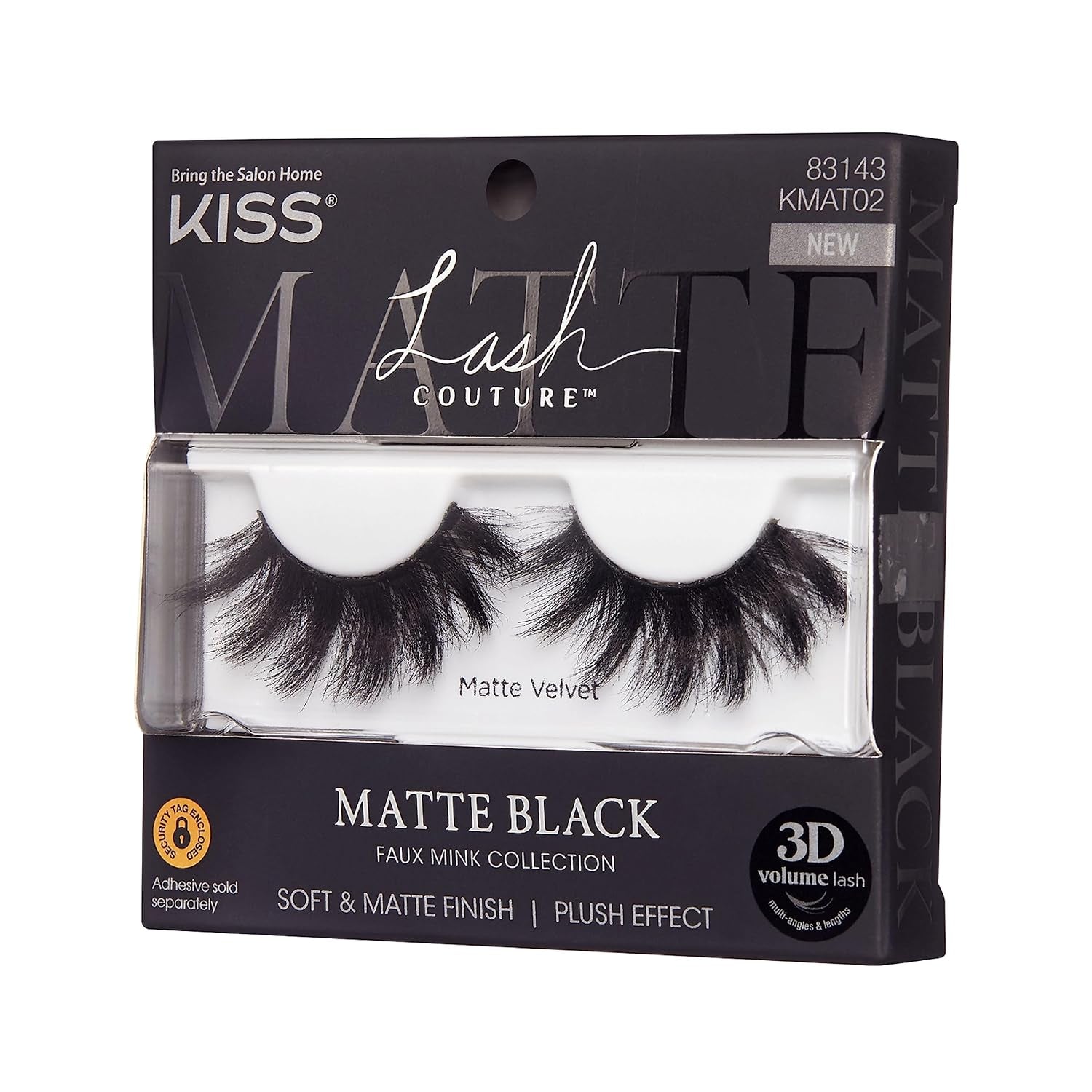 Lash Couture Faux Mink 3D Matte False Eyelashes, Matte Velvet', 16 Mm, Includes 1 Pair of Lash, Contact Lens Friendly, Easy to Apply, Reusable Strip Lashes