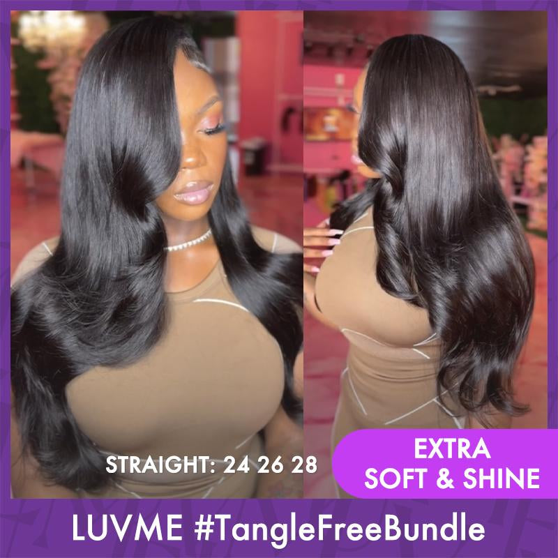 Luvme Upgraded 13A 100% VIRGIN REMI Human Hair Bundle (100+/-5G) DYE. PERM. High-End Salon Hair Super Silky Human Hair Bundles Body Wave Bundles Super Silky Straight Bundles