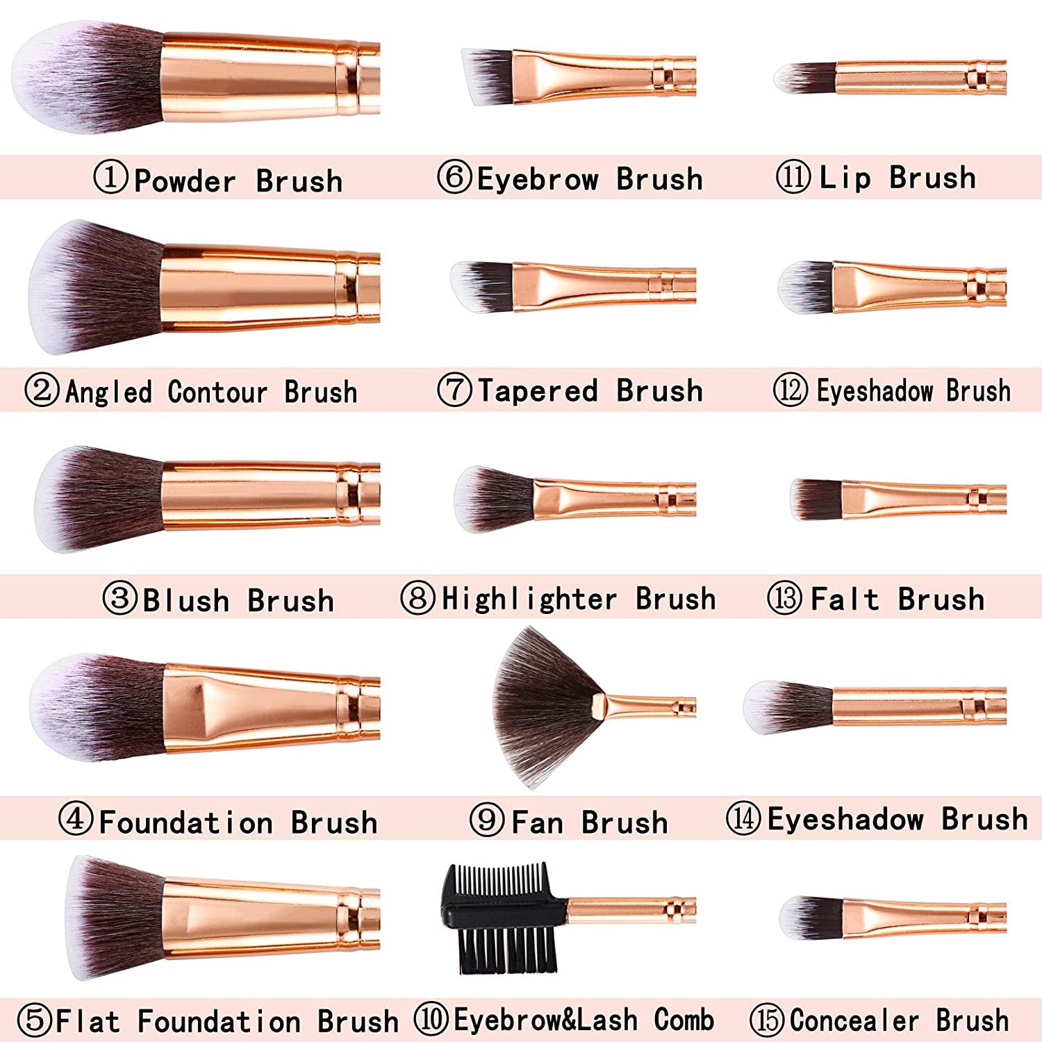 Makeup Brushes  15Pcs Marble Makeup Brush Set Premium Synthetic Kabuki Powder Blush Contour Foundation Concealer Eyeshadow Brushes with Makeup Sponge Make up Tool