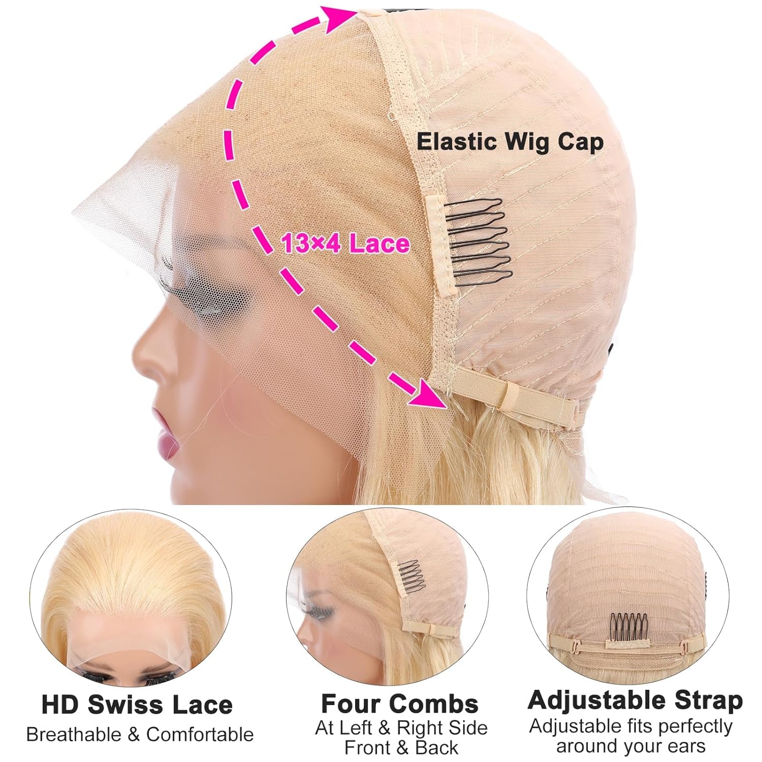 613 Blonde Wig Human Hair 13×4 HD Transparent 613 Lace Front Wig Human Hair Pre Plucked with Baby Hair 180% Density Wigs for Women Blonde Bob Wig 8 Inch Straight Bob Wig Human Hair