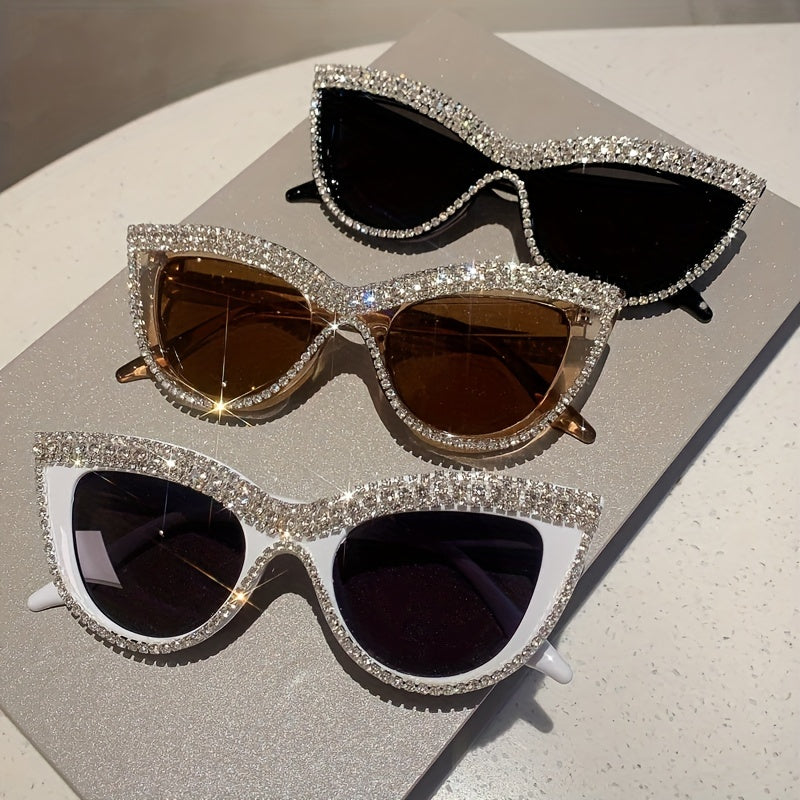 Luxury Cat Eye Fashion Sunglasses For Women Men Sparkling Rhinestone Glasses