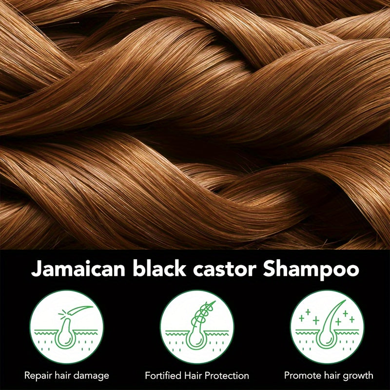 2pcs/Set Black Castor Oil Hair Shampoo And Conditioner Set, Natural Castor Oil Extract, Healthy Hair Penetrates Root To Tip