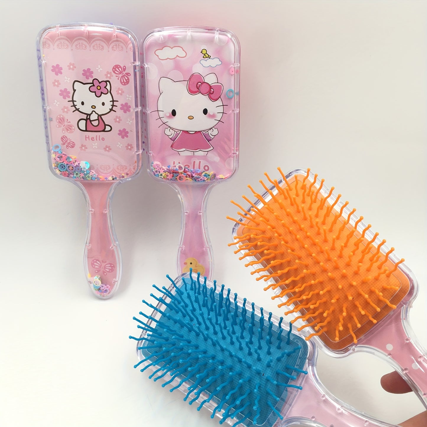 1pcs Sanrio Hello Kitty Pattern Hairdressing Comb Cute Paddle Air Cushion Comb Sequin Airbag Comb Valentine's Day Easter Gift