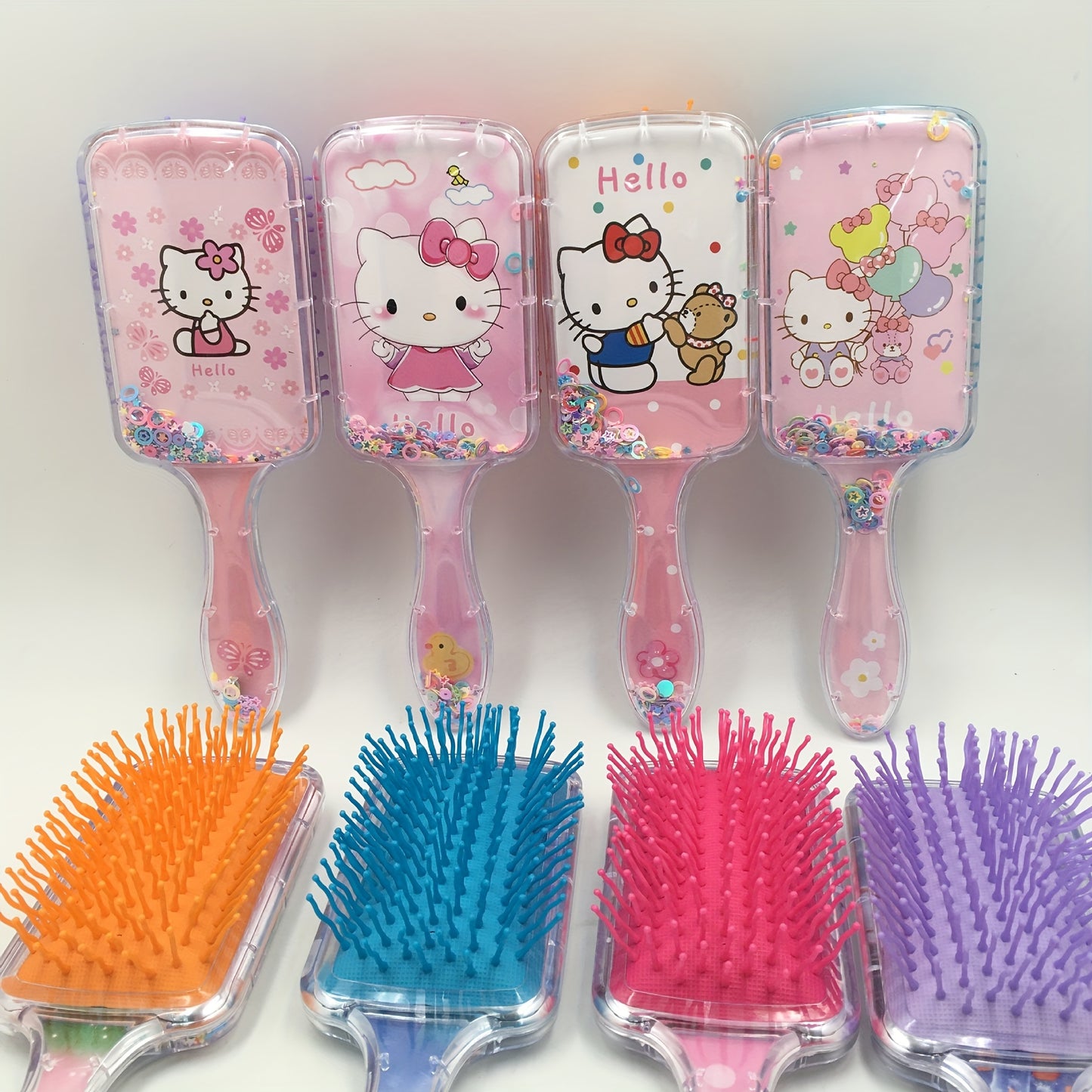 1pcs Sanrio Hello Kitty Pattern Hairdressing Comb Cute Paddle Air Cushion Comb Sequin Airbag Comb Valentine's Day Easter Gift