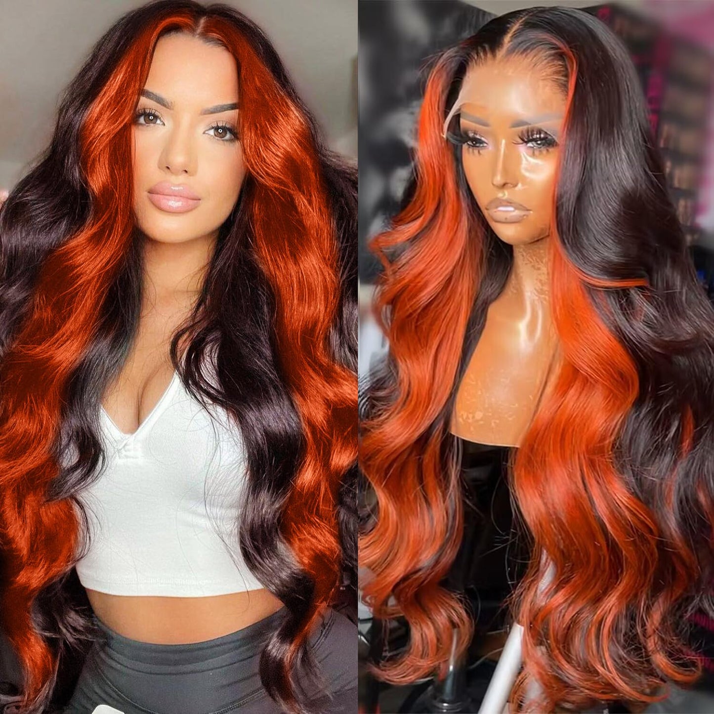 200% Density 13X6 Ginger Lace Front Wigs Human Hair Pre Plucked for Women Ombre 13X6 HD Transparent Ginger Orange Lace Front Wigs Human Hair Glueless Ginger Colored Lace Front Wigs Human Hair (20Inch)