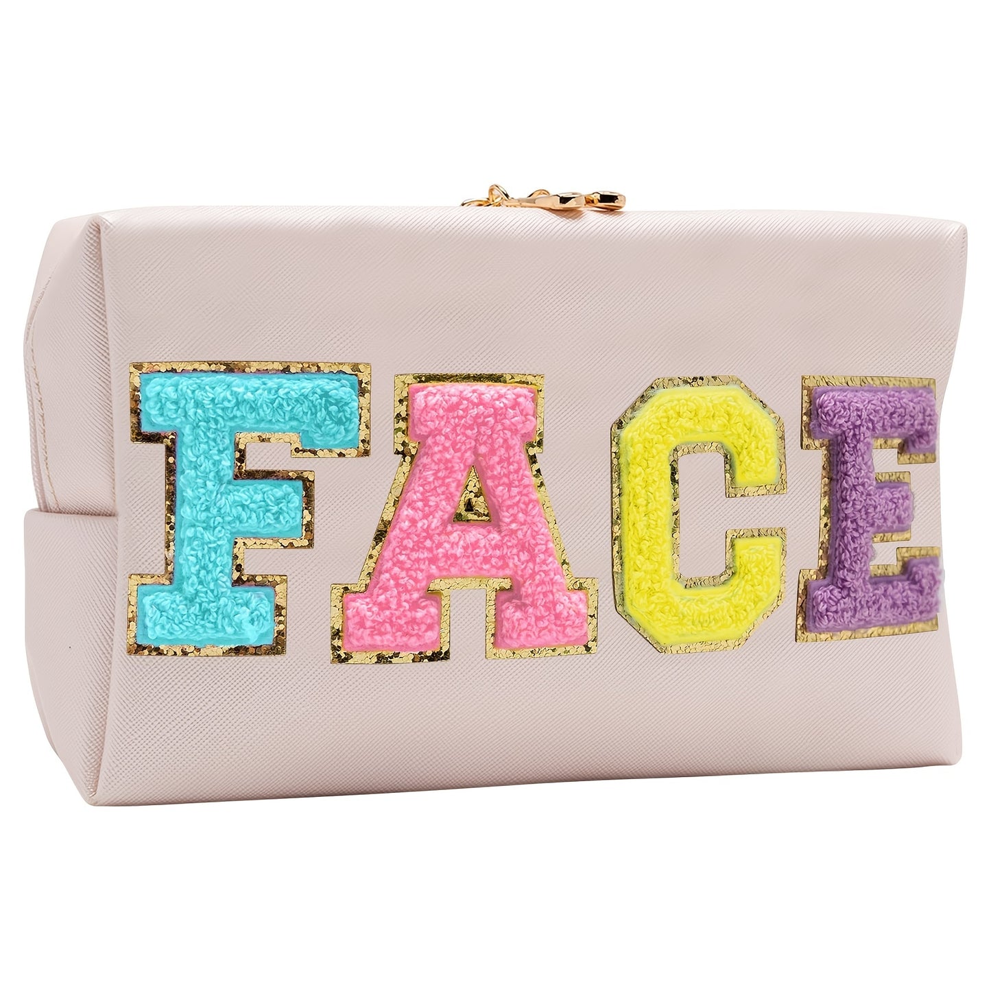 GLAM Chenille Letter Makeup Bag