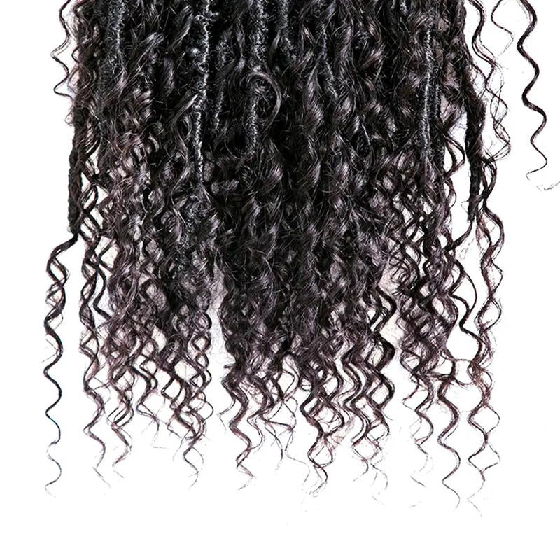 Crochet Faux Locs Braids with Human Hair Curls Pre-Looped