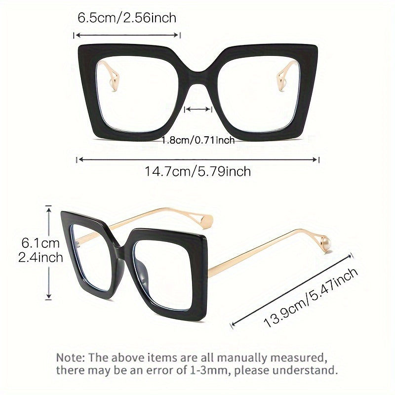 Oversized Square Color Block Frame Clear Lens Glasses Vintage Decorative Glasses For Women Men