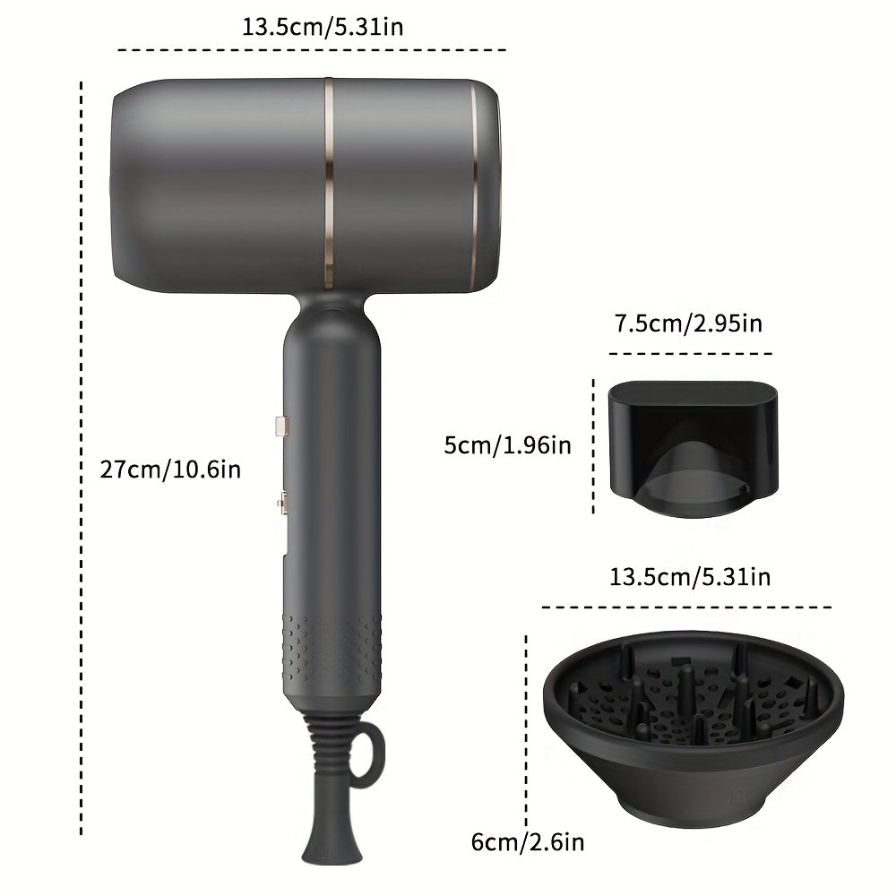 Blow Dryer, Ionic Hair Dryer With Diffuser, Foldable Handle Travel Hair Dryer, Constant Temperature Hair Care Without Damaging Hair