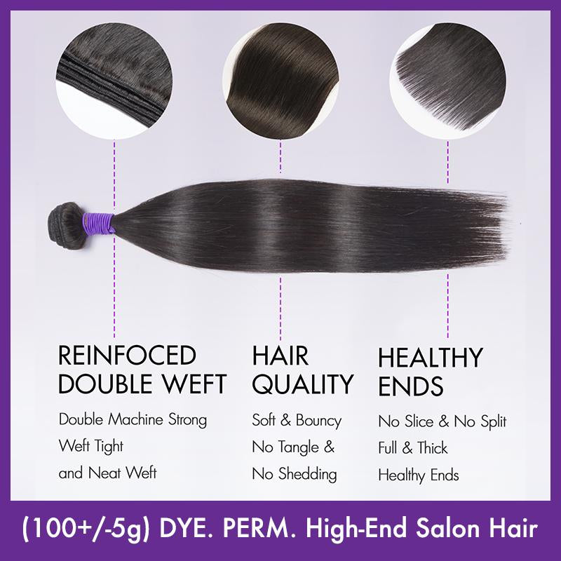 Luvme Upgraded 13A 100% VIRGIN REMI Human Hair Bundle (100+/-5G) DYE. PERM. High-End Salon Hair Super Silky Human Hair Bundles Body Wave Bundles Super Silky Straight Bundles