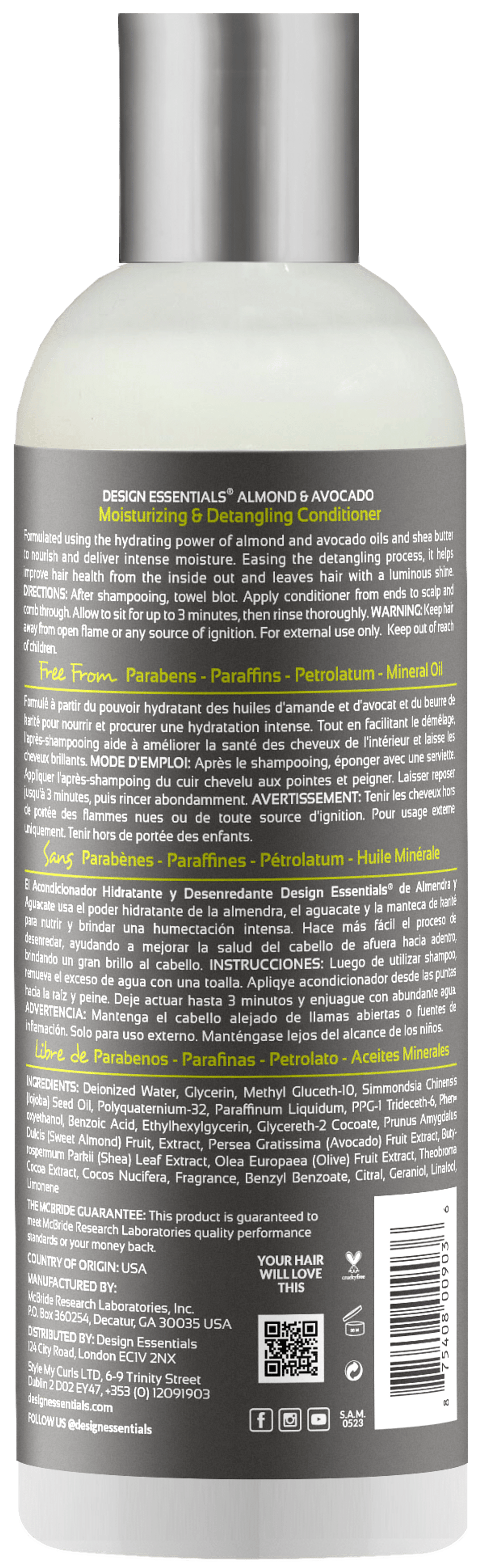 Design Essentials Natural Almond & Avocado Moisturizing & Detangling Conditioner 12 oz