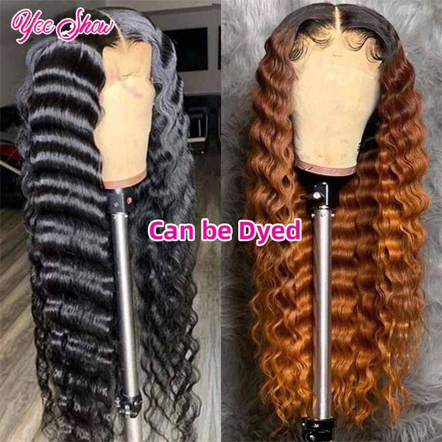 13x4 Loose Deep Wave 180% HD Lace Frontal Human Hair Wigs Pre-Plucked Brazilian