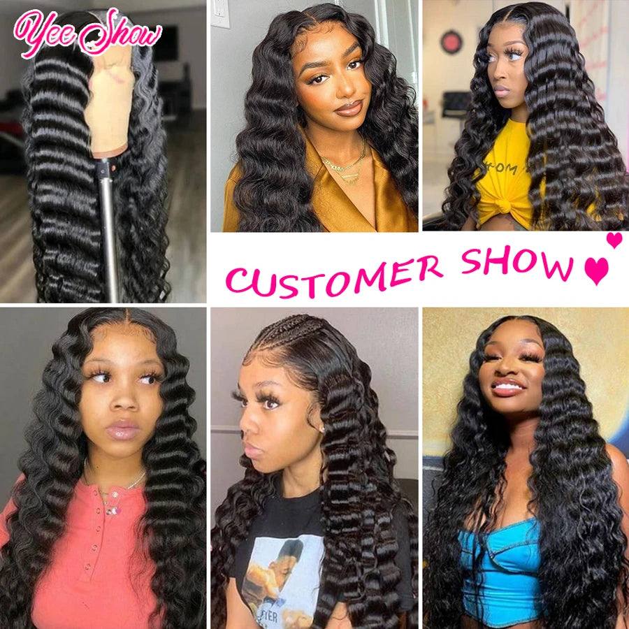 13x4 Loose Deep Wave 180% HD Lace Frontal Human Hair Wigs Pre-Plucked Brazilian