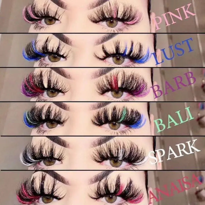 2022 Newest Colorful 3D Mink Eyelashes 100% Mink Lashes Mix Color Pink Blue Red White False Eyelashes Fluffy Soft Cilias Vendor