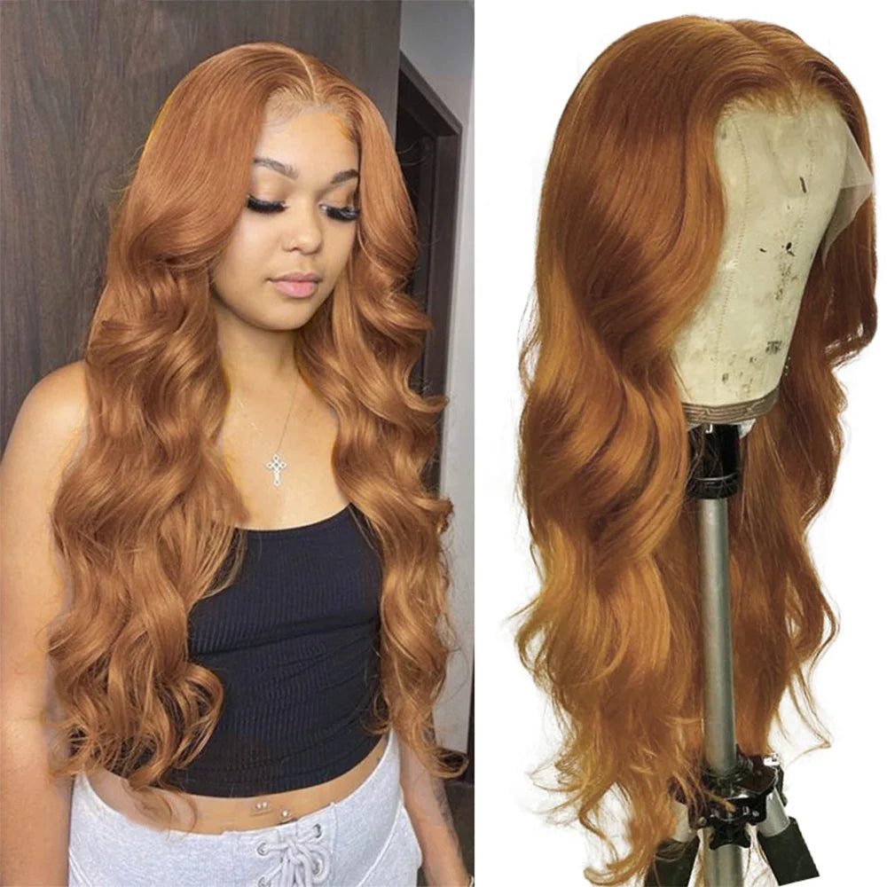 Long Wavy Lace Wigs Highlight Blonde Black Ginger Orange Synthetic Lace Wigs Glueless Natural Heat Resistant Hair Wigs Cosplay