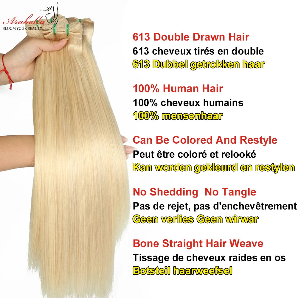 Blonde Virgin Hair Bundles - Double Drawn Weave