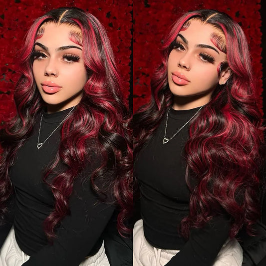 Burgundy Lace Front Wigs Human Hair 1B/99J Body Wave 13X4 Pre Plucked 180%